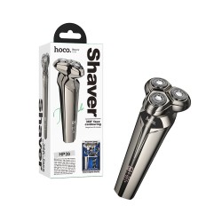 Barbeador Elétrico Portátil Hoco HP39 com Três Lâminas Cinza Metalizado